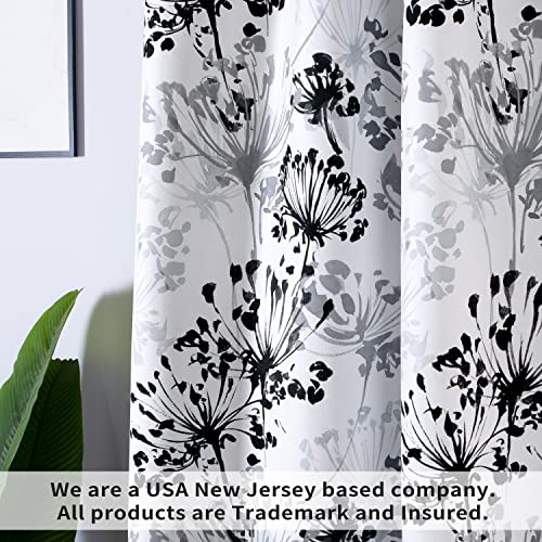 Driftaway Acacia Floral Blossom Watercolor Printed 100 Percent Blackout Thermal Insulated Tie Up Adjustable Balloon Rod Pocket Curtain For Small Window 42 Inch By 63 Inch Gray #TOP5