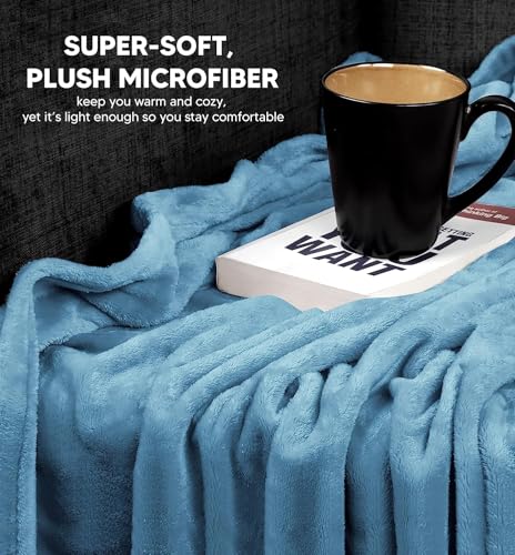 Image of Cotton Bolls Textiles Super-Soft Mid Winter Fleece Double Blanket Cozy Heaven Deluxe Fleece Blanket Ultra-Soft Fluffy & Warm, 90 X 90 Inches (Aqua)