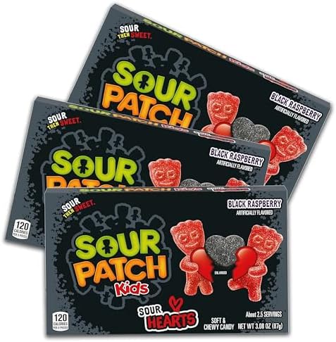Amazon.com : Sour Patch Kids Sour Hearts - Black Raspberry - Valentine ...