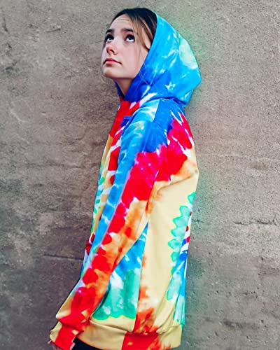 Tuonroad 12 14 Years Boys Tie Dye Sweatshirt Novelty Rainbow Gradient Hooded Outfits Comfy And Lightweight Pullover Autumn Clothes For Kids Size 12 13 14 3D Swirl Print Hoodies #TOP4
