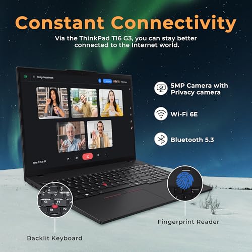 Image of Lenovo ThinkPad T16 G3 16 inch WUXGA Laptop, Intel Ultra 5 125U, 16GB DDR5, 800GB Storage (512GB SSD+288GB Docking Station Set), Backlit Keyboard, Fingerprint Reader, Wi-Fi 6, Windows 11 Pro, Black