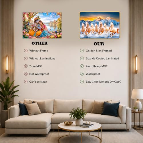 Image of 7 Running Horses Vastu Photo Frame, 16x24 Inch