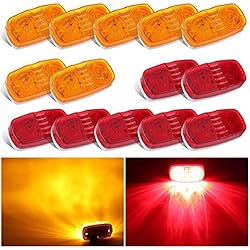 VINAUO Trailer Marker LED Clearance Lights, 14X Double Bullseye 7 Red & 7Amber 12 LED Side Marker Light Indicator 4x2 Inch Tiger Eye Surface Mount Taillights for Vehicles Truck RV Camper