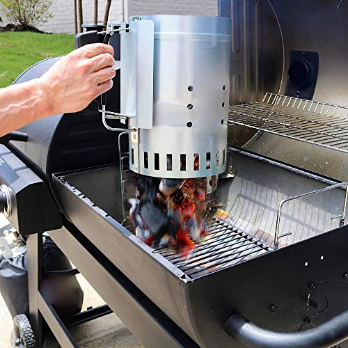 Humos Charcoal Chimney Starter Galvanized Steel 10.7x7, Silver