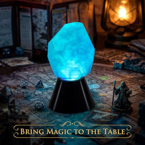 Image of ENHANCE Tabletop Crystal Mood Light - Crystal Lamp for DnD, RPG, Board Game Night Ambience with Swirling RGB LED Effect - Battery Powered 40 Hours or USB-C Plug In, Ambient Game Lighting
