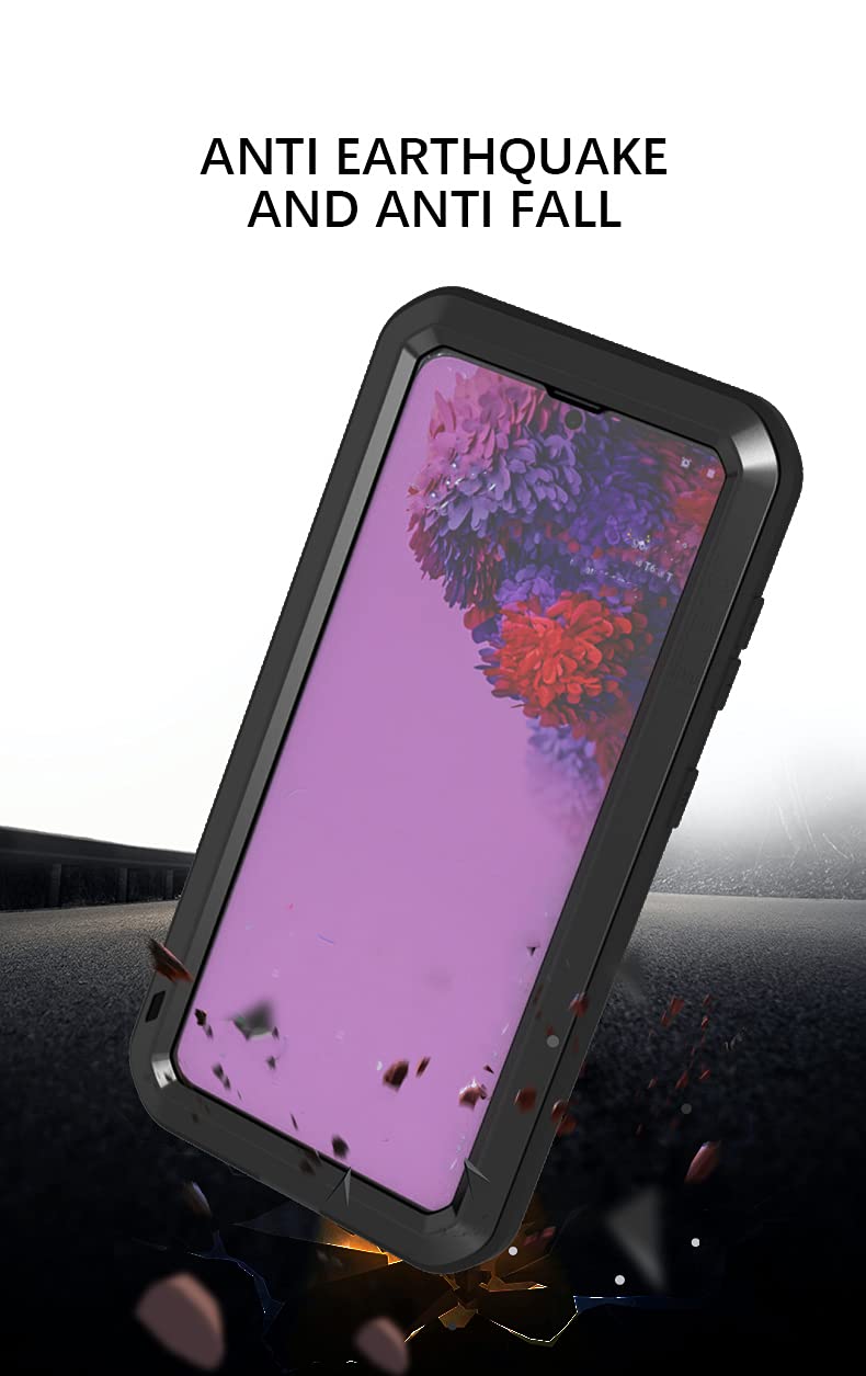Love MEI Coque pour Samsung Galaxy S21, Sports de Plein Air Heavy Duty Métal Coque Antichoc Anti-poussière Full Body Protection Case avec Protecteur d'écran en Verre trempé intégré (Rouge)