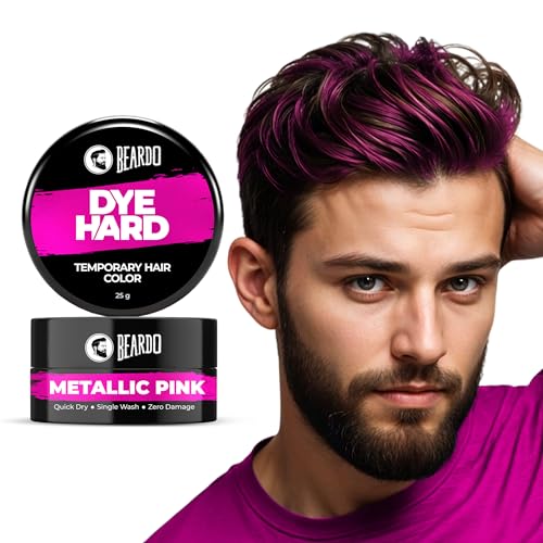 Beardo Dye Hard Temporary Hair Color - Metalic Pink, 25g | Temporary 1-Day 1-Wash | DIY Instant Hair Color Makeup for Men | No Bleach | No Ammonia | No Damage Beardo Dye Hard Temporary Hair Color - Metalic Pink, 25g | Temporary 1-Day 1-Wash | DIY Instant Hair Color Makeup for Men | No Bleach | No Ammonia | No Damage