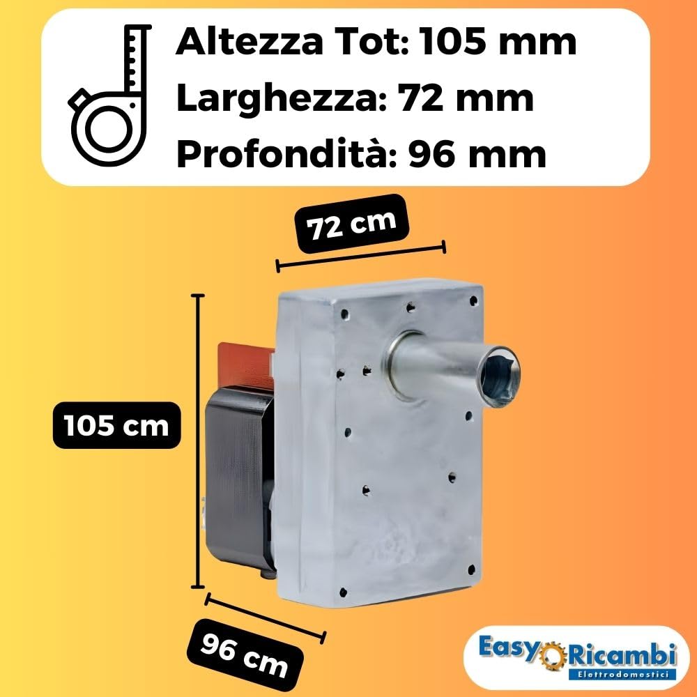 Easyricambi - Motore Girarrosto Elettrico, Motorino Elettrico per Girarrosto, BBQ Elettrico, Forno, Camino, Grill, Barbecue, Modello: Kenta K9177312, 5 RPM Giri al Minuto 50W Rotazione Oraria 220V