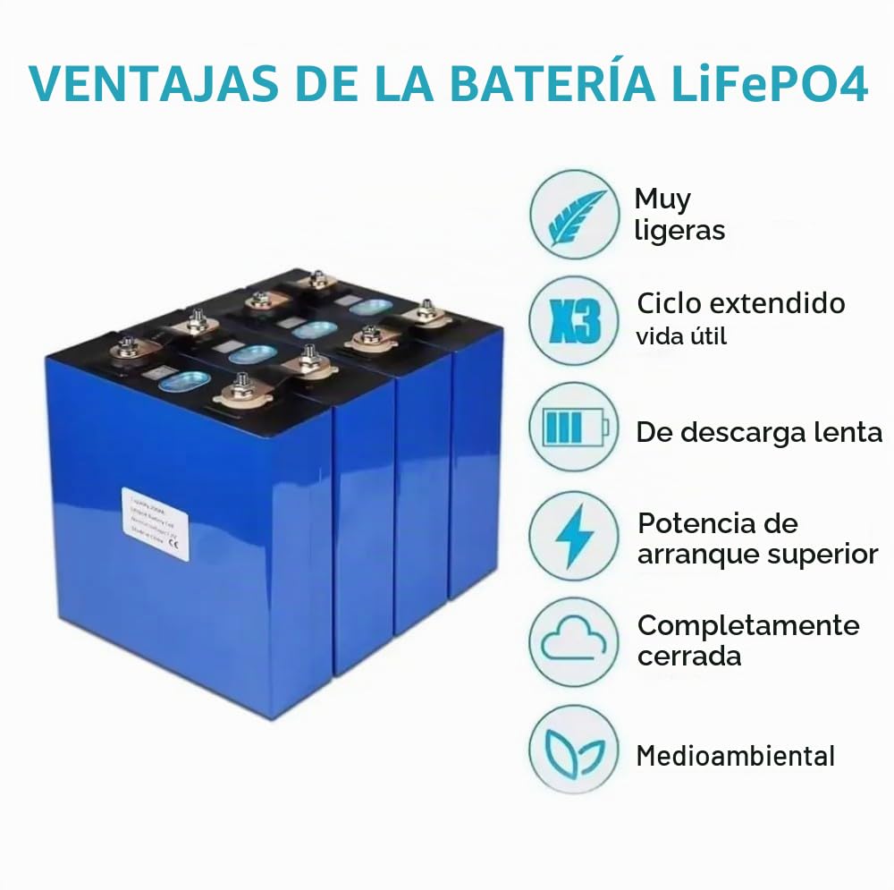 Batería de iones de litio prismática de 11000 ciclos de 310 Ah de 3,2 V 310 Ah Lifepo4 para batería de 12 V y 48 V