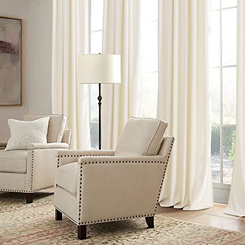 Image of RYB HOME Ivory White Velvet Curtains 63 inches Length with Hook Belt | Soft Fabric, Room Darkening, Thermal Insulated, Luxurious Home Decor, Drapes for Living Room Bedroom, W42 x L63, 2 Panels