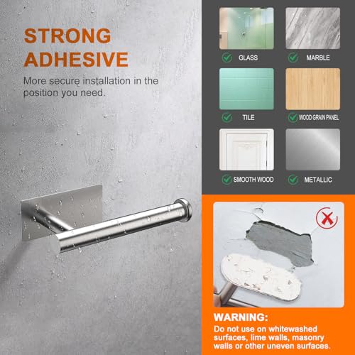 Ibergrif M34452A Juego de Toallero de Baño, Contiene Toallero Adhesivo, Portarrollos para Papel, 3 Gancho para Toallas, Acero Inoxidable, Cepillado - imagen 7