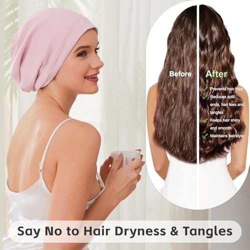 ZHENSILK Silk Hair Bonnet for Sleeping Women Men, 2Pcs - 4