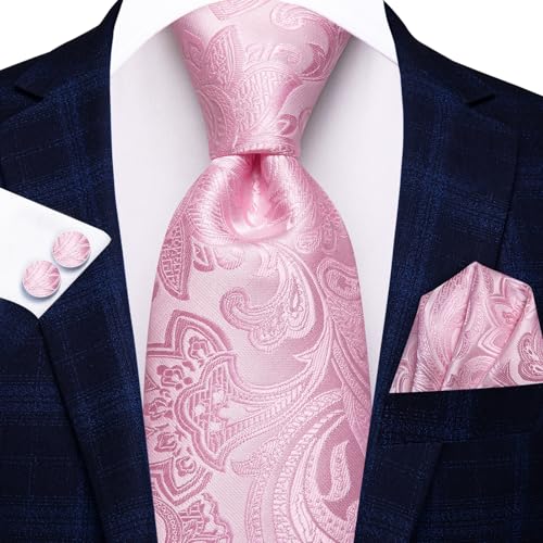 Image of Hi-Tie Men's Tie Sets Silk Paisley Striped Necktie Pocket Square Cuff-links Sets Wedding Business Holiday