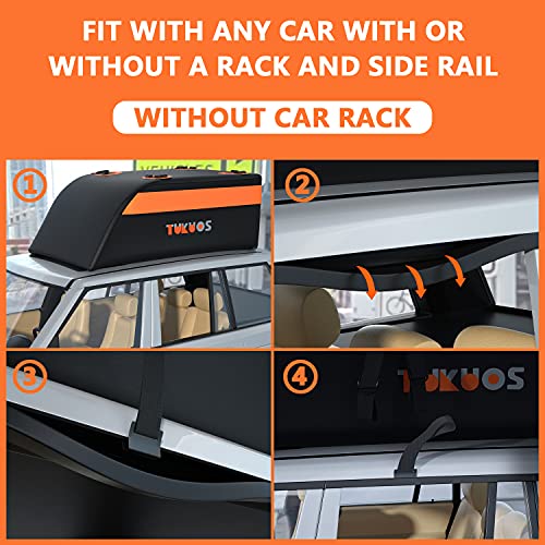 TUKUOS 20 Cubic Feet Car Roof Bag Cargo Carrier, Heavy Duty Rooftop Cargo Carrier for All Vehicle with/Without Rack,Luggage Lock,8 Lengthen Reinforced Straps,4 Door Hooks,Anti-Slip Mat