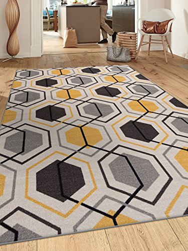 Rugshop Contemporary Geometric Stripe Carpet for Living Room,Bedroom,Home Office,Kitchen Non-Slip (Non-Skid) Area Rug 5 X 7 (5' 3" X 7' 3") Yellow Rugshop Contemporary Geometric Stripe Carpet for Living Room,Bedroom,Home Office,Kitchen Non-Slip (Non-Skid) Area Rug 5 X 7 (5' 3" X 7' 3") Yellow