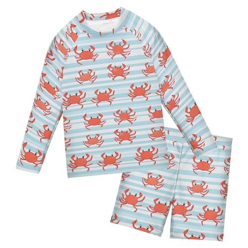 Crab Animal Baby Boys' Toddler Long Sleeved Rashguard Swim Bathing Suit Set B0403897