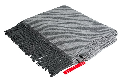 JENNIE LIU Women's 72" x 30" Large 100% Cashmere Zebra Jacquard Shawl3