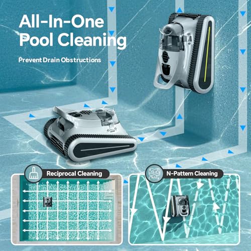 180W Brushless Motor Cordless Pool Cleaner with Sonar Navigation & Wall Climbing