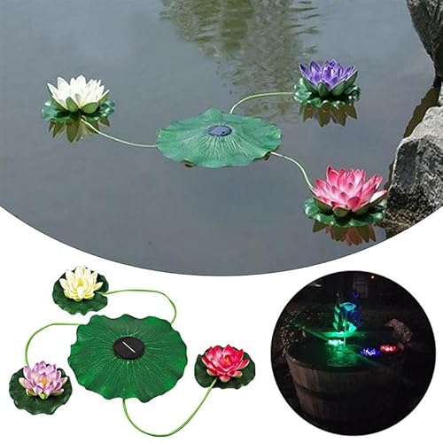 AntEuro Lotus Piscine Lumière, EONANT Solaire Lotus Lumière 3 LED Changement de Couleur Flottant Lotus Lumière Fleur Lampe Solaire Lotus Étang Lumière Étanche pour Piscine Étang Décoration