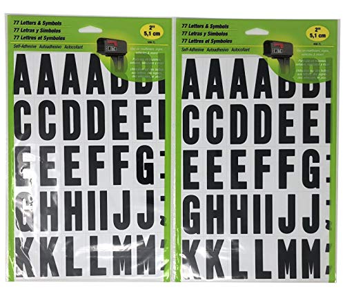 HY-KO Autoadesivo de 5 cm, números de vinil preto e branco (pacote com 2) e letras (pacote com 2)