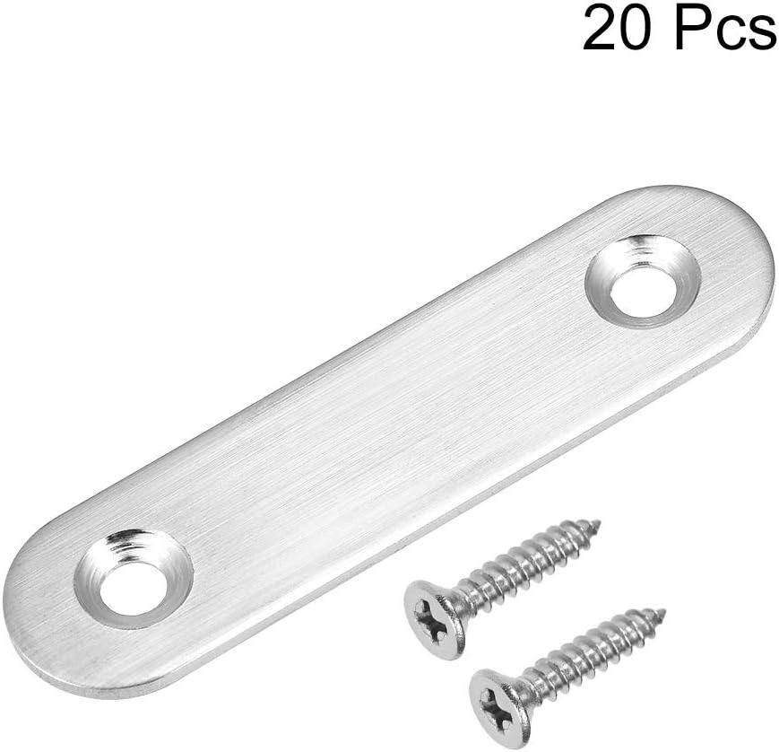 uxcell Repair Plate, 60mm x 16mm, Flat Fixing Mending Bracket Connector with Screws, 20 Pcs