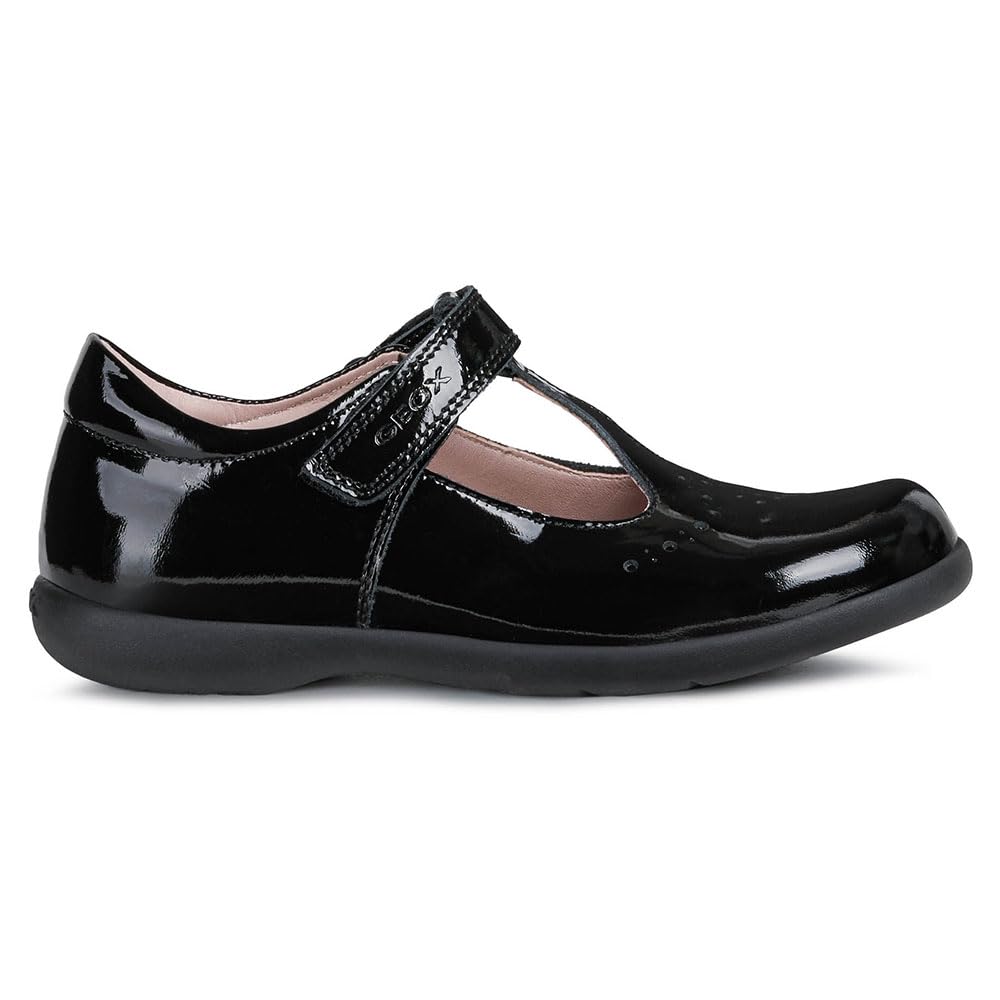 Geox Girls Naimara Perforated Patent Leather Mary Janes (2.5 UK) (Black)