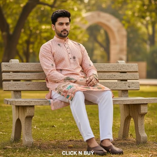 Image of Men's Traditional Kurta for Men | Ethnic Wear Kurta for Festive, Wedding & Casual Occasion | Stylish Regular Fit Kurta for Men