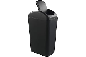 Slim Trash Can: Space-Saving Narrow Black Garbage Bin