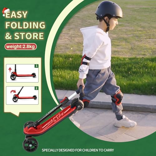 Image of besrey 3 Wheel Scooter for Kids Ages 3-10 with 4 Adjustable Height | LED Light Wheels, Foldable Toddler Scooter, Extra Deck, Lean-to-Steer Design, Sturdy and Safe