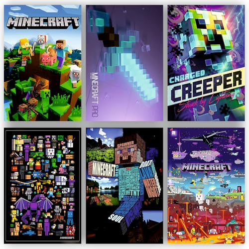 Image of POSTERONN Minecraft Aesthetic Posters & Photo Cards Set | Album Style Artwork Prints for Bedroom, Living Room, Office & Studio Decor | Premium Cardstock Gallery Wall Collection