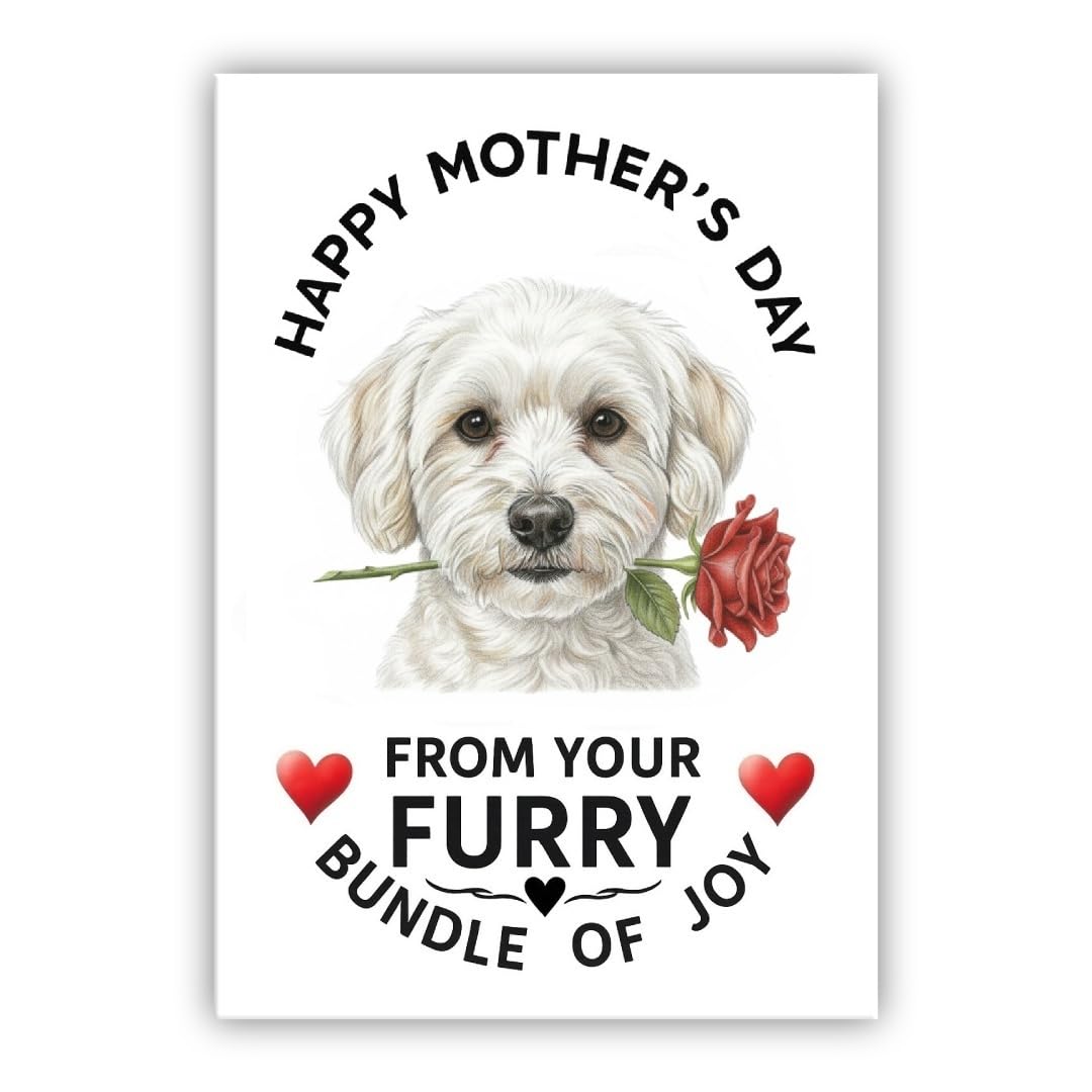 Mother’s Day Dog Card – Pet Mothers Day Greeting Card from the Dog - “Happy Mother’s Day” - Many Breeds Available (• Maltipoo – Moodle - Maltese Poodle Mix - Malt-A-Poo) — image 1