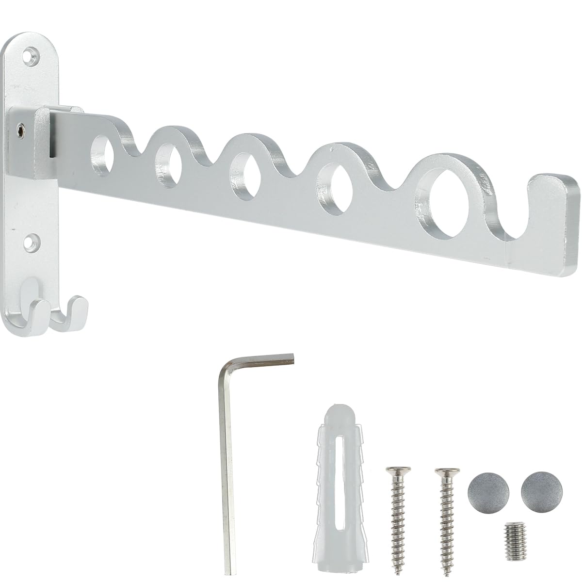 Clothes Hanger Wall Shelf Stainless Steel Silver Wall Clothes Rack Space-Saving Wall Mounted Clothes Hanger Organizer for Home
