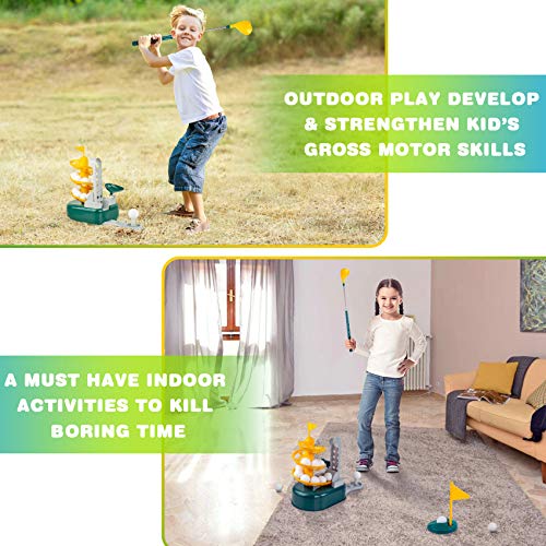 TREYWELL Kids Golf Clubs, Toddler Golf Set Golf Toys for Kids Outside Lawn Sport Toys with 15pcs Golf Balls Portable Indoor Outdoor Activities for Boys Girls Birthday Gifts Toys for 2 3 4 5 6 7 8