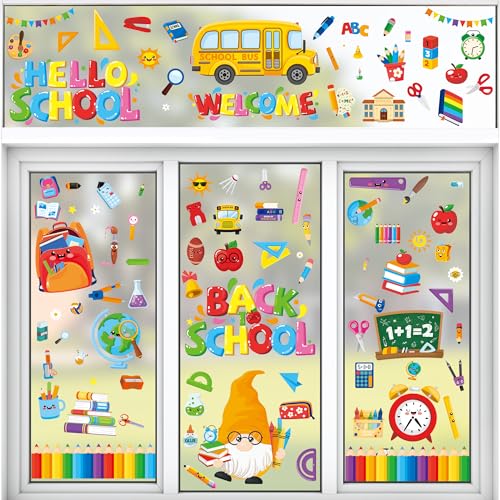 Funnlot Back to School Decorations 100 Pcs Back to School Window Clings
