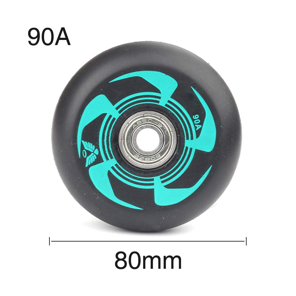 Ruote per pattini in linea, 72 mm, 76 mm, 80 mm, 90 A, per esterni, interni, esterni, ricambio per pattinaggio su strada fluido (blu, 80 mm)