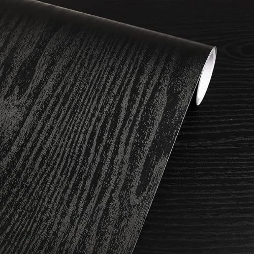 Image of 45 x 600 CM Kitchen Wall Stickers Wood Wallpaper DIY PVC Shelf Liner, Furniture, Almirah, Table Top, Wardrobe, Kitchen Cupboard Decal, Black Wood