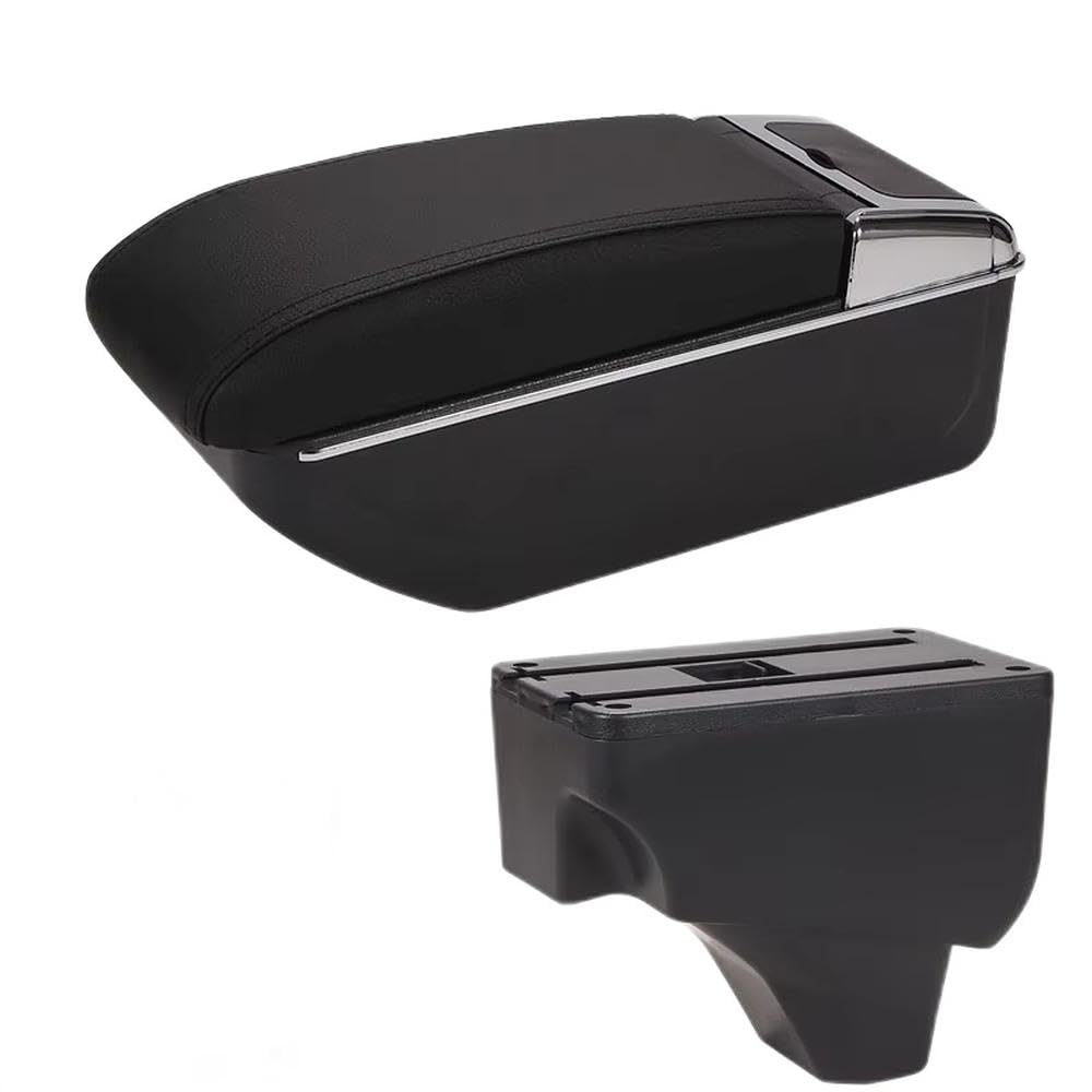 FSOZDBBPL For Peugeot 2008 For Peugeot 208 2019-2024 Car Armrest Box Retrofit Parts Center Console Storage Box Interior Parts(D2 Black line No USB)