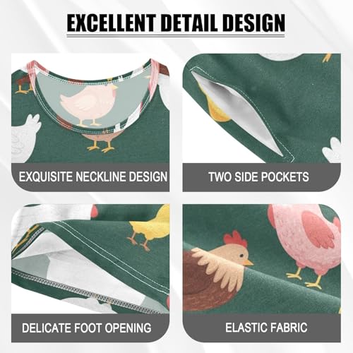 Pajama Short Sets Chicken Pattern Print Design Soft Cotton Summer Sleepwear 2 Piece PJS Size 5-14T3