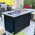 Sophia & William Propane Gas Fire Pit Table 45 Inch 50,000BTU Rectangular Outdoor Firepits for Outside Patio with Lid and Blue Fire Glass, Black