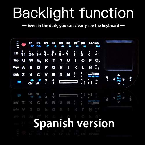 Mini teclado inalámbrico retroiluminado a color con panel táctil de mano 7