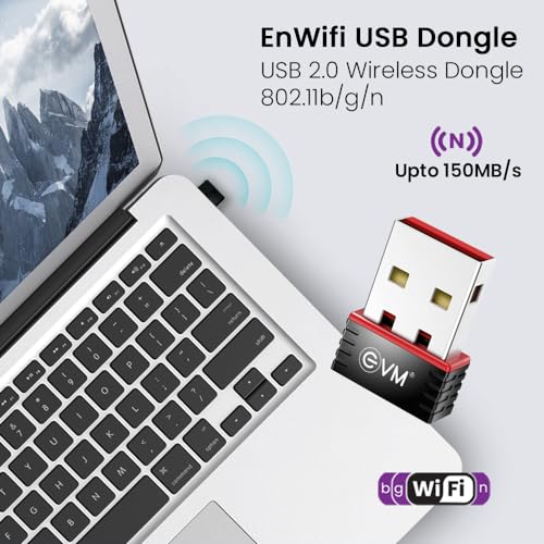 Image of EVM EnWifi 150Mbps USB WiFi Adapter - 2.4GHz, 802.11n, Plug & Play, Windows 11 /10 /7 /Mac Compatible | 1 Year Warranty