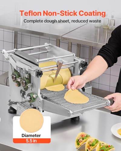 Image of VEVOR Electric Tortilla Maker, 5.5 Inch Diameter Automatic Corn Tortilla Making Machine with Non-Stick Coating, Electric Chapatti Machine Suitable for Produce Sopes Gorditas Roti Pita Tortilla Pizza