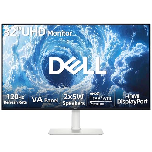Image of Dell Plus 32 inch UHD Monitor, 31.5 inch 4K 16:9 Display, VA Panel, 120Hz Refresh Rate, Dual 5W Audio Speakers, 95% DCI-P3, AMD FreeSync Premium, HDMI & DP, Compatible with PC & Console, Adjustment Stand