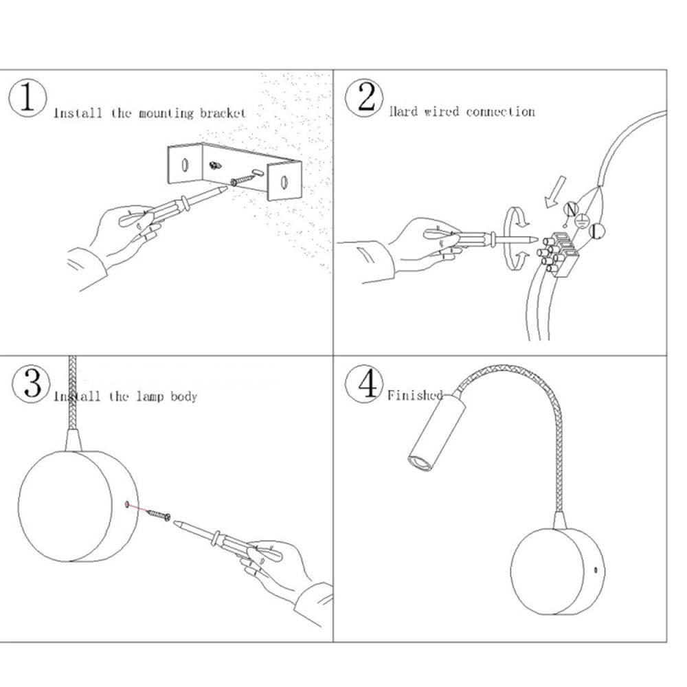 Lámpara de Lectura con Enchufe, Cuello de Cisne Flexible, luz de Lectura Flexible, Obras de Arte, espectáculo, Aplique de Montaje en Pared, lámpara puntual con Interruptor, Luces de Lectura