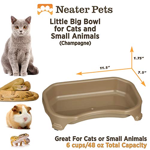 Image of Neater Pet Brands Large Capacity Cat Bowls, Water Bowl for Cats, Reptiles, Chickens, Birds, & Small Animals, Cat Food Bowl (6 Cups), Indoor or Outdoor Water Trough & Feeder, Champagne