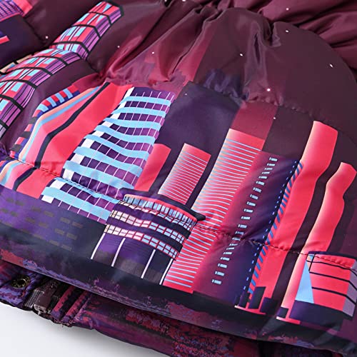 Girls Winter Warm Coat Waterproof Sherpa Parka Windproof Jacket,Kids Toddler Flower Print Parka Puffer Outerwear (Purple, 2-3 Years)4