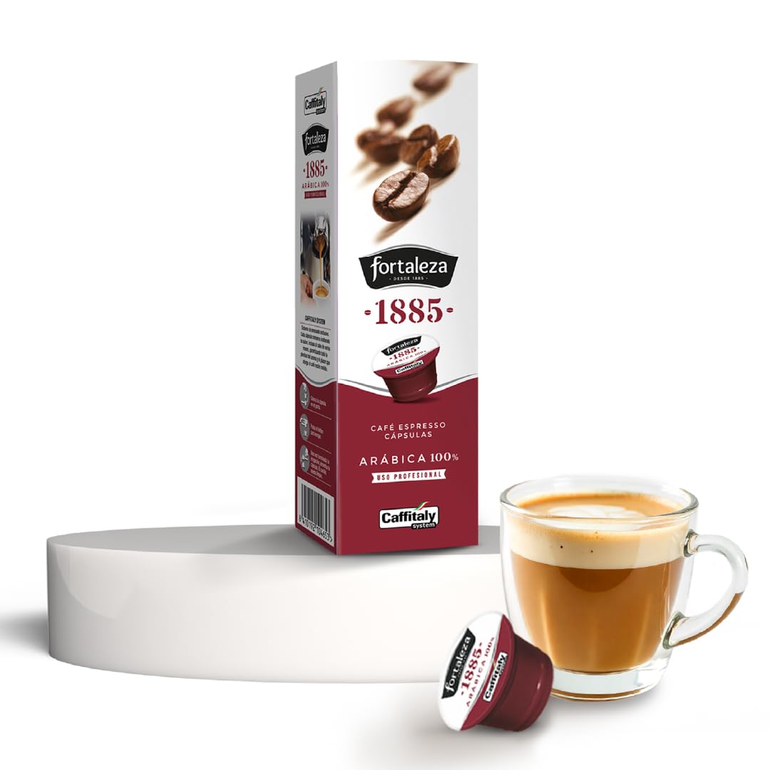 CAFÉ FORTALEZA Cápsulas de Café Natural Compatibles con Caffitaly – Especial Espresso 100% Arábica – Pack 8 x 10 - Total 80Uds - Café Espresso Intensidad Media - Desde 1885 Café Natural