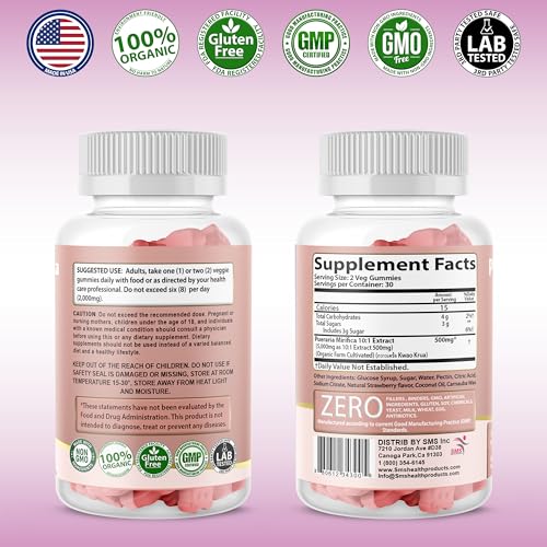 Image of Pueraria Mirifica Gummy Organic Supplement - Pure Root 10:1 Concentrated Extract 60 Veggie Gummies, Premium - for Transgender. Women, Men