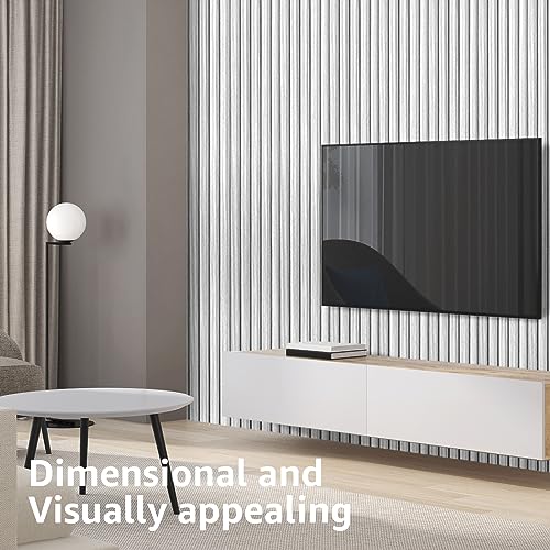 Image of Art3d 96 x 6 Inch WPC 3D Wood Textured Slat Wall Panels, 8-Pack, Off-White