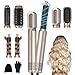 UKLISS Hairstyler 6 in 1 Air Styler Set - Pro Haarstyler mit Rundbürstenföhn, Air Curler, Warmluftbürste, Föhnbürste, Haartrockner, Glättbürste | für Locken, Volumen, Glätten, Föhnen (Mondlichtsilber)